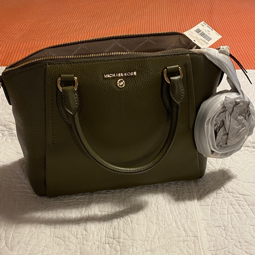 Michael Kors Dark Green Satchel Bag